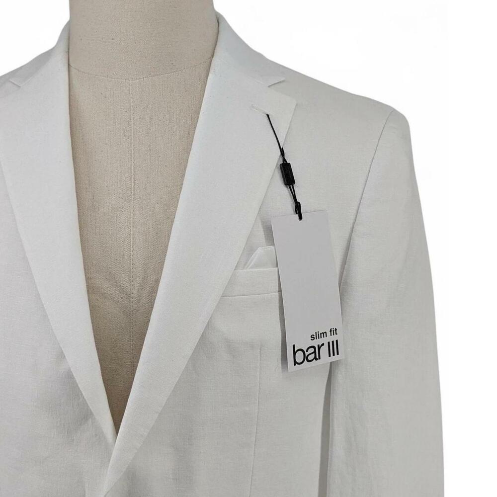 Bar Iii Men's Slim-Fit 100% Linen Sport Coat Blazer Suit Jacket White 38 S